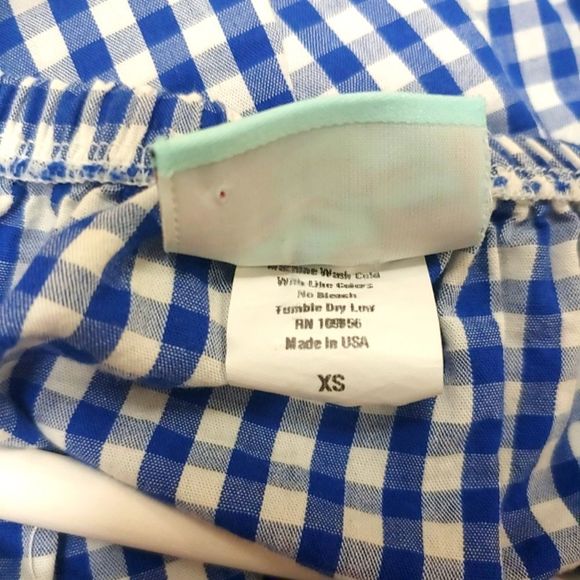 Haley & the hound preppy blue and white checkered  gingham off the shoul… - Picture 3 of 4